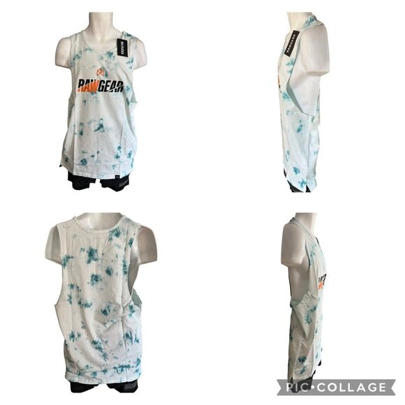 RAWGEAR Tie-Dye Tank Top~Size Med~White/Blue Workout Gym Bradley Martyn L6 19 - Picture 6 of 9